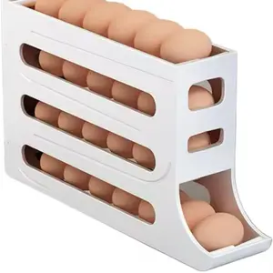 4 Tiers Egg Holder for Fridge， Automatic Egg Rolling Rack, 30 Eggs Storage Rack, Egg Distributor for Refrigerator, Egg Storage