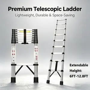 6-12.5ft Telescoping Ladder Lightweight Foldable 330 LBS Heavy Duty Multi Purpose Ladder for Home Maintenance RV Outdoor Construction