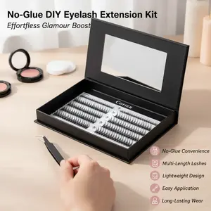 Cofier No-Glue DIY Eyelash Extensions Kit - Lightweight Multi-Length Lashes with Tweezer, Easy Application, High-Quality, Long-Lasting for Everyday Makeup Cosmetic