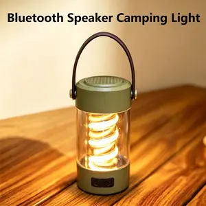 Camping flashlight for hiking; camping light strip with speaker; ultra-bright hanging light suitable for hurricanes, power outages, home use, hiking, waterproof tents, canopies, and outdoor emergencies; portable rechargeable LED camping light