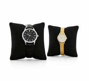 Novel Box 2 Pack Black Velvet Jewelry Display Watch Pillow 3x3 Inches - Bracelet Pillows for Easy Care & Soft Protection - Watch Cushion for Birthday, Valentine’s Day & Wedding Gift Displays