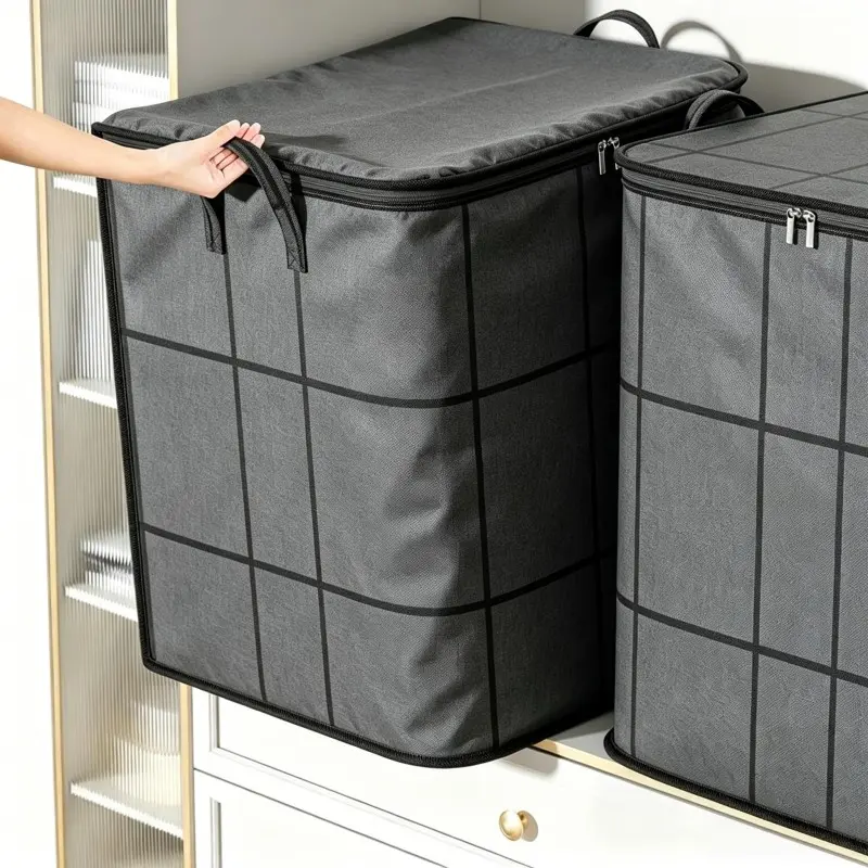 Large Capacity Storage Bag, Foldable Clothing Organizer, Multi-Purpose Home Bedroom Dormitory Storage Pouch, Zipper Pouches, Multifunctional Storage Bag, Versatile Storage Bag, 1 Piece