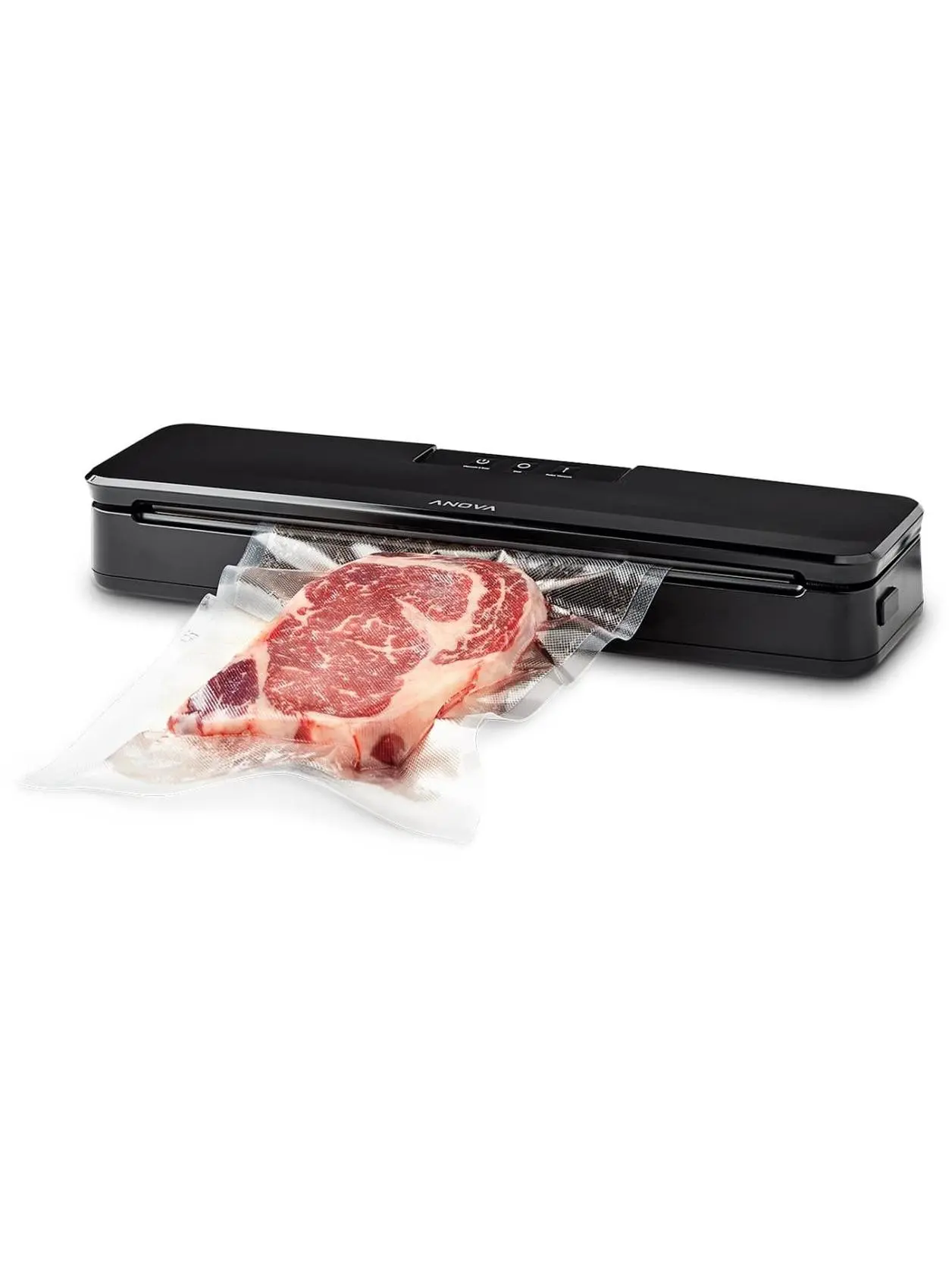 Anova ANVS01US00 Precision Compact Vacuum Sealer - Black Plastic Body, 120V/80W Fast Extractor, 10 Bags Included, 16.73in W, 3.14in D, 4.8in H, Grade-A Strong Reliable Seal, 120V Vacuum Sealers for Sous Vide Cooking Bags