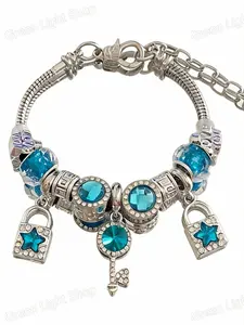 Charm Bangles & Bracelets  with Cute Bow & Heart & Flower Design Charm Bracelet, Rhinestone Decorated Bracelet for her & Girls, Trendy All-match & Exquisite Jewelry for Birthday Gift, Heart Shaped Bracelet