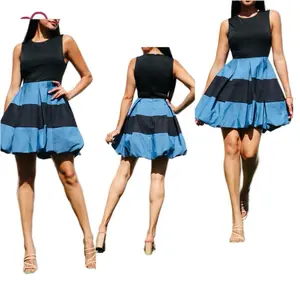 FlyGirlz Balloon Dress - Sleeveless, Striped, Plain Pattern, Summer Wear, Casual Style, Comfortable Fit