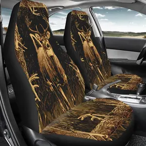 Vintage Rustic Deer Hunting Pattern Car Seat Cover, Durable Polyester Car Seat Protector, Car Seat Decorative, Universal Car Interior Accessories for Front & Rear Seats