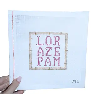 Lorazepam White Lotus | Hand-Painted Needlepoint Canvas | 18 Mesh | Made to Order | Canvas Only