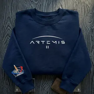 Embroidered Artemis II Crewneck Sweatshirt NASA Inspired, Space Exploration Hoodie, Moon Mission Pullover, Astronomy Gift for Men Women
