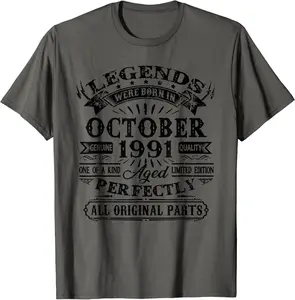 Legends Were Born In October 1991 31 Year Old Gift For Men T-Shirt - Tylerjame Shop 52B0B3MZMXCF