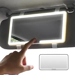Car Mirror Sun Visor Mirror, Car Vanity Mirror LED Cosmetic Mirror with 3 Light Modes and 70 LEDs, LED Car Light Up Mirror, Rechargeable Car Makeup Mirror for Women with Dimmable Touch Control