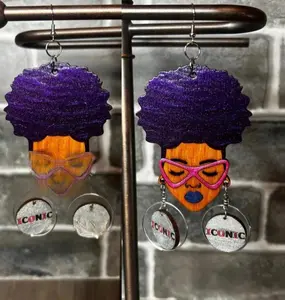 Missy Iconic Lightweight Handmade Hand Painted Wooden Earrings with Unique Design and Durable Features