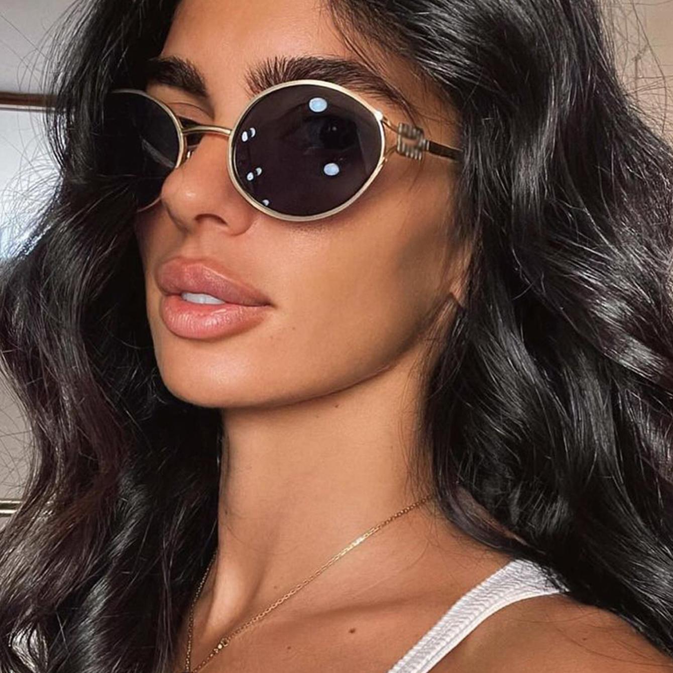 Vintage Oval Metal Sunglasses Women - UV400 Protection  display picture 1