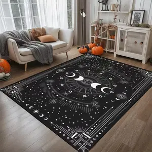 Celestial-Themed Rug Featuring Moon Phases,  This Non-Slip, Machine-Washable Carpet Is Suitable for Entryways, Living Rooms, Bedrooms, Outdoor Patios, And Garden Areas, Making It a Great Addition to Home And Room Decor tiktokshopspringglowup