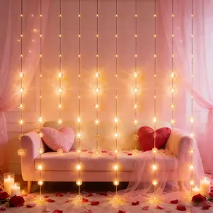 USB Transparent Crystal Ball Bubble Light String, 90 LED Flashing Curtain Lights, Featuring 8 Dimming Modes, with Widened Soft Wire, Perfect for Indoor And Outdoor Use, Home, Dormitory, Bookstore, Appealing to Young People