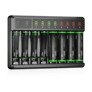 8 Bay   Charger with  & AAA Rechargeable - Fast  Household and 2800mAh  4 Pack 1100mAh