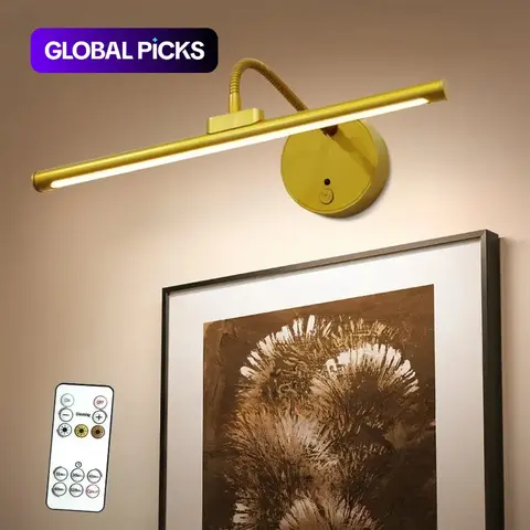 USB-Rechargeable Wall-Mounted Light, Dimmable Picture Light with Remote Control for Paintings, Portraits, and Gallery Art, Artwork Lighting, Modern Mood Lighting, Indoor Wall Light, Rechargeable Lamps, Decorative Wall Light #GLOBAL PICKS