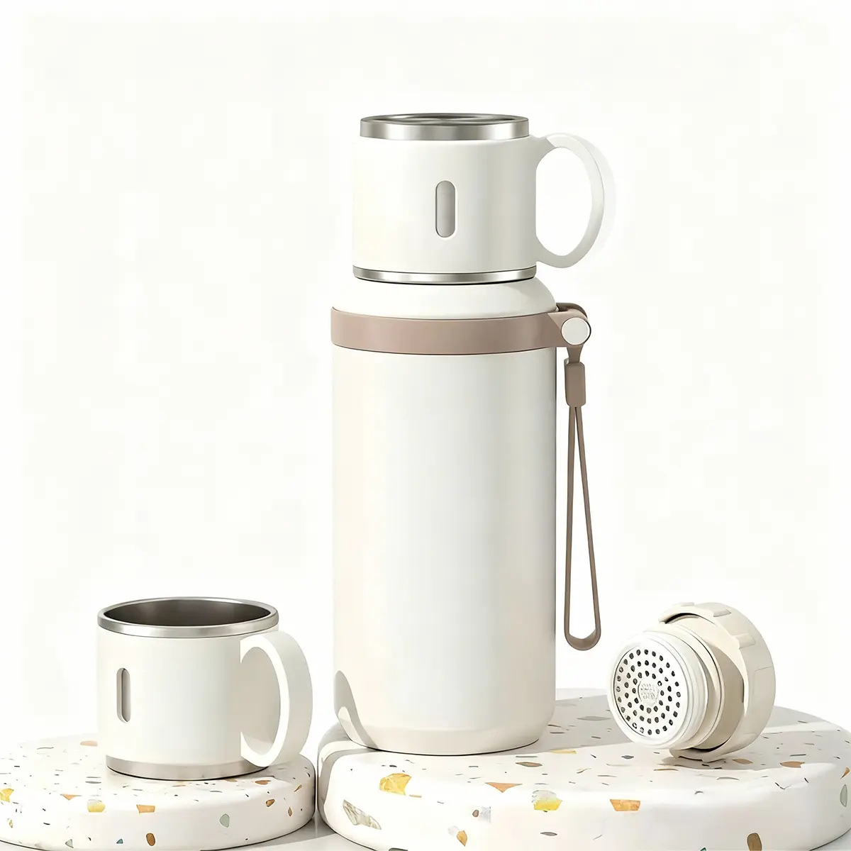 23oz 316 Stainless Steel Peace Vacuum Insulated Coffee Flask, Portable Double-Walled Tumbler with Leak-Proof Lid, for Hot & Cold Drinks, Outdoor & Home Use
