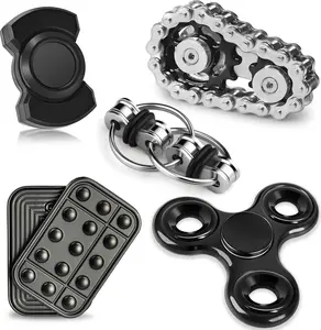 5 Pcs Fidget Toys Adults & Teen Metal Fidgets Spinner Easter Basket Stuffers for Teen Boys Magnetic Slider Cool Gadgets Office Desk Toy Stress Relief Sensory Items for Autism ADHD Anxiety Gifts