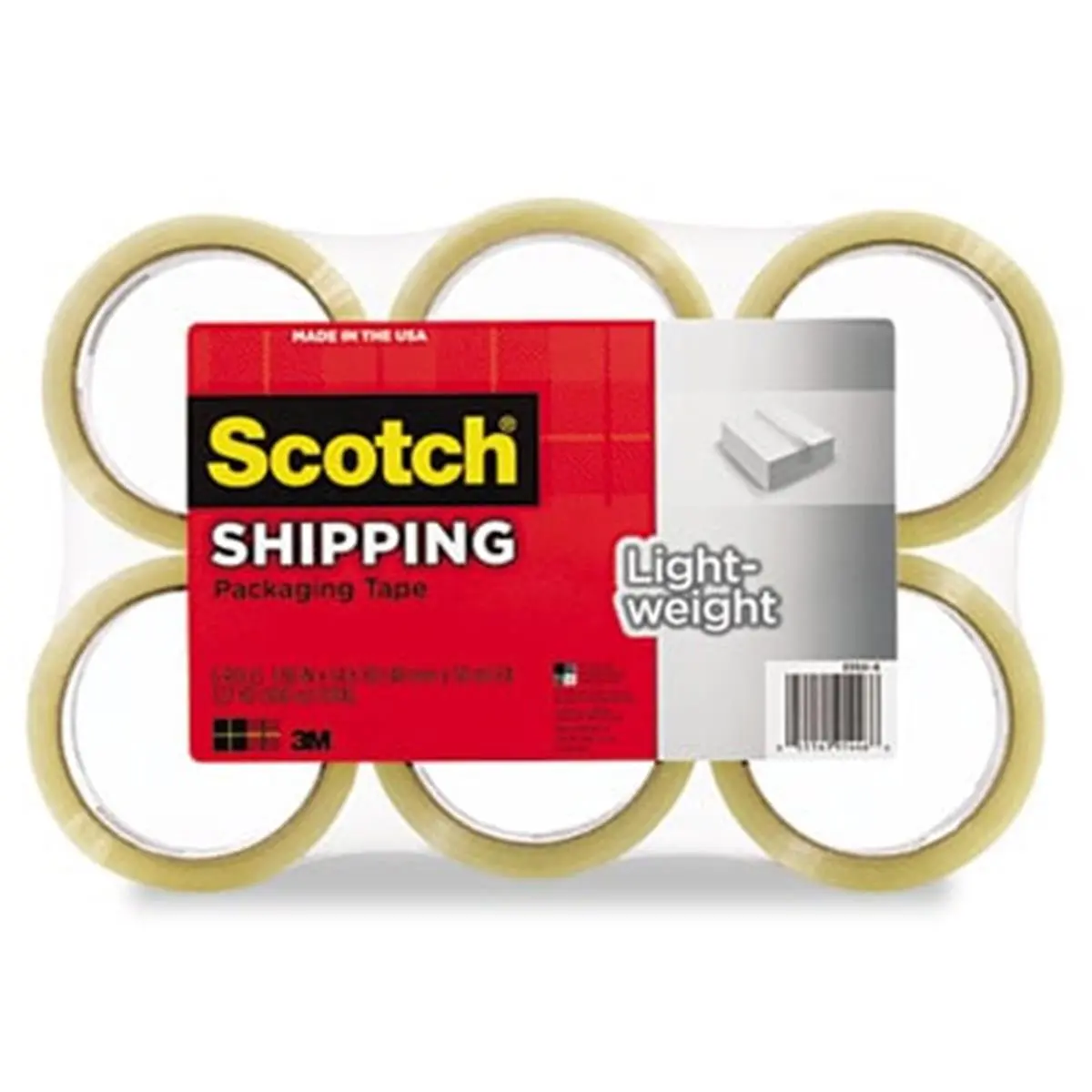 212 MAIN Lightweight Adhesive Box Sealing Shipping Tape, 1.88" x 54.6 yds, Clear, 3350-6, 6-Pack Value, General-Use, High-Quality, 6-Pack Rolls