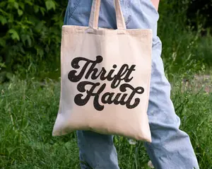 Retro Thrift Haul Tote Bag, Thrift Shopping Tote, Thrift Lover Gift, Flea Market Tote Bag, Thrifting Addict Bag, Thrifting Day Girl Trip Bag