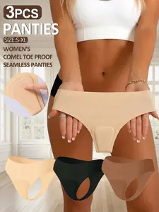 3-Pack Women‘s Seamless No Panty Line Underwear Thong Underwear Laser Cut No Show Anti Camel Toe for Yoga Gym Workout Leggings