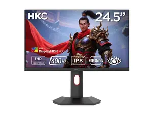 HKC G25H5P 24 inch (24.5" viewable) FHD Fast IPS Gaming Computer Monitor - 1920 x 1080, 400Hz, 1ms DIC, HDR400, 95% DCI-P3, Adjustable Stand, Low Blue Light, HDMI & DP