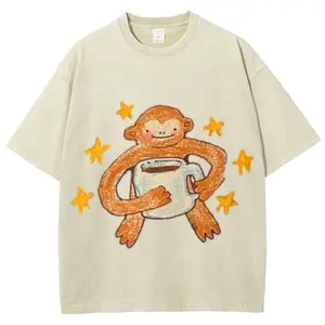 Star Monkey Unisex Vintage Washed Shirt, Graphic Tee, Unisex Fashion, Full Color, Full Size, For Men, For Women
