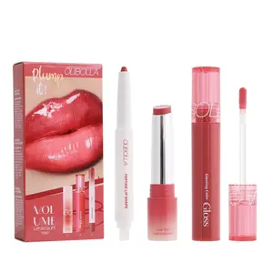 Lip makeup set: lip liner + glossy lip glaze + mirror lipstick, three-piece set, easy to apply