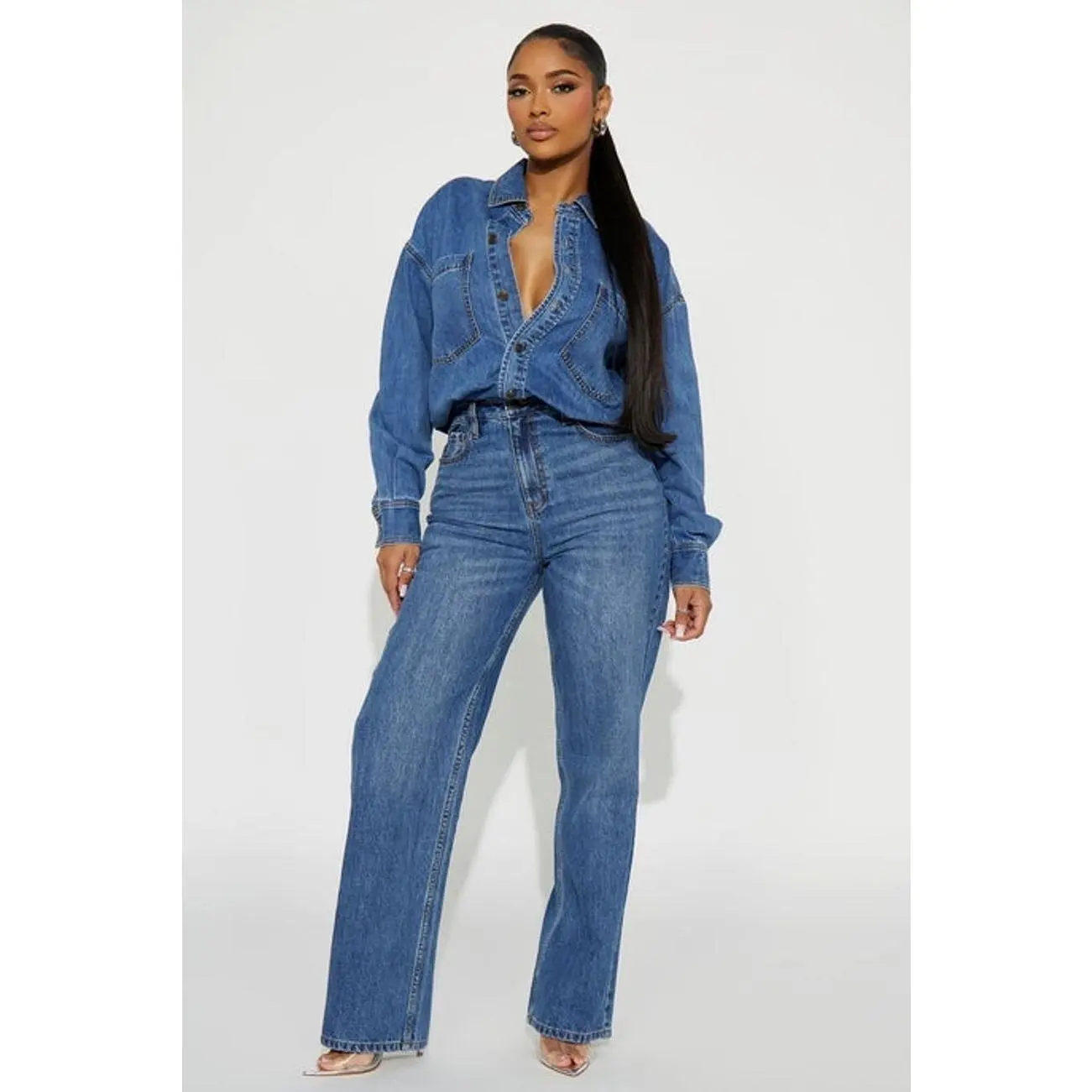 Tall Farmer's Market Cutie Denim Jumpsuit - Medium Wash M
