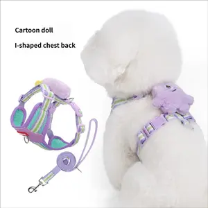 Small dog harness cat leash New Lightweight Dog Leash, Small Puppy Chest Back Harness, Universal Harness, Dopamine Doll Summer Work Letter Walk Cute Dog Chest Back