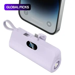 5000mAh Portable Mini Power Bank with  Cables, Mobile Power Bank with LED Digital Display & Flashlight, Suitable for iPhone 15/14/13, Galaxy S21, Smartphone & More, Gift