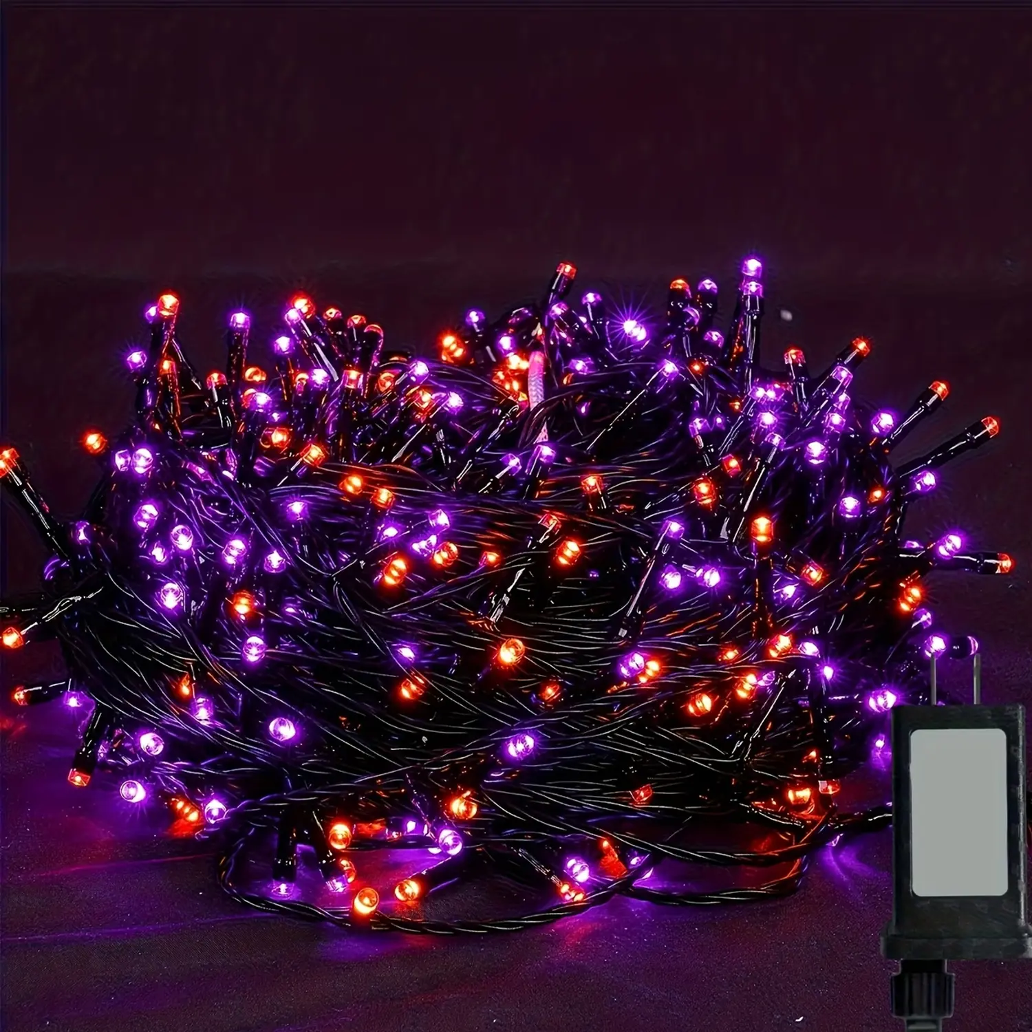 1 pack Halloween 104 ft 300 LED string lights, string lights with timer function, 8 lighting modes, Halloween decorations for party fun supplies, outdoor patio garden decor (purple and orange), Christmas party