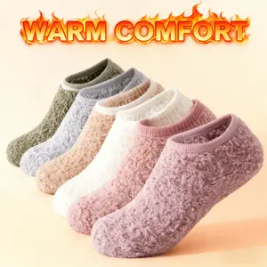 3-Pair Women's Thick Knit Fuzzy Socks Pack Cozy Fluffy Non-Slip Grips Solid Colors for Winter Warmth Warm Comfort