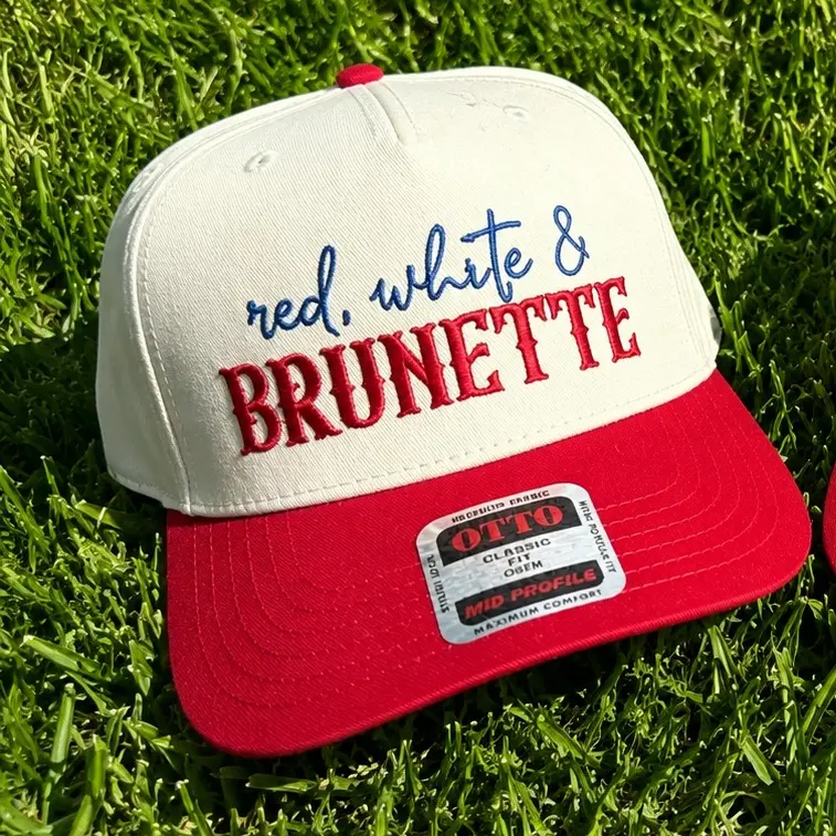 Red White & Brunette Hat - RED