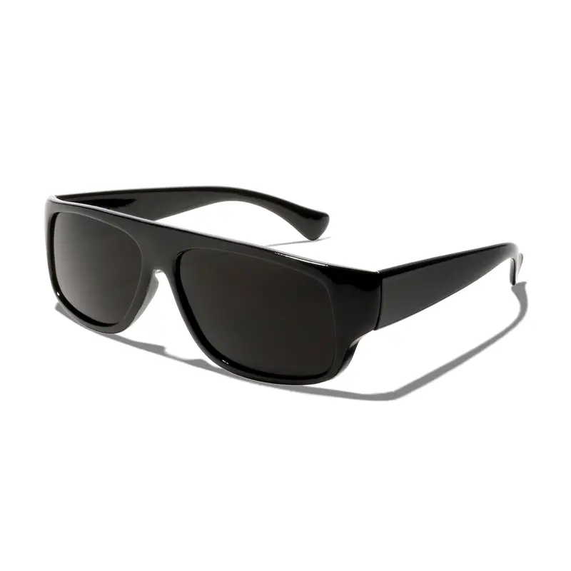 EAZY Rectangular Dark Frame Sunglasses, Fashionable Tinted Lens Sunglasses for Daily Wear