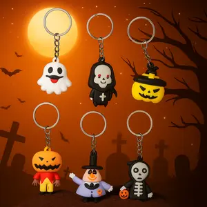 Set of 6 Halloween Keychains – Fun Ghost, Grim Reaper, Pumpkin & Skeleton Designs