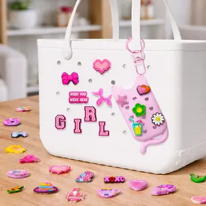 Hand Sanitizer Spray Case Compatible with Touchland, with 68Pcs DIY Charms and Keychain, Compatible with Power Mist & Glow Mist 1 FL Oz/30ML for Touchland Case, Cute Cat Travel Cover Sleeve