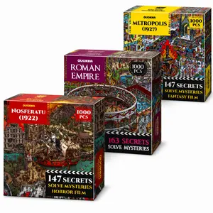 QUOKKA 3x1000 Piece Puzzle Bundle Set for Adults - Hidden Mysteries, Secret Challenges, Horror Sci-Fi & Roman Empire Collector Jigsaw Puzzle Box