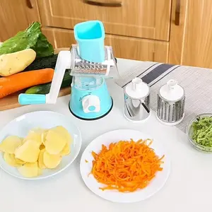 Multifunctional Hand-Crank Vegetable Slicer Grater with 3 Detachable Blades, Durable Easy Clean, Ideal for Kitchen Restaurant Use, Kitchen Gadgets