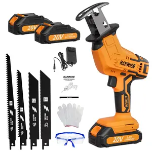 HANWISE Cordless Reciprocating Saw, 2×2.0Ah Batteries & 4 Cutting Blades, Variable Speed Compact Cutter for Wood Metal PVC, Perfect for Home Outdoor Garden DIY Projects