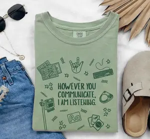 Everyone Communication Speechie AAC Bcba Aba Shirts Comfort Color Sped Teacher Inclusion AAC Communications Shirt Speech Pathology Graduate