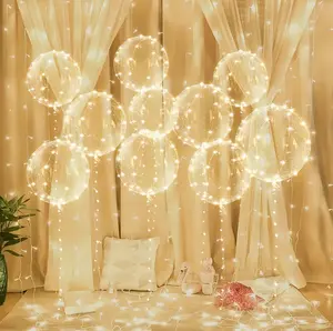 10/20 Pack LED Balloons, 20 Inches Light Up Balloons, Clear Helium Bobo Balloons, Glow Bubble With String Lights for Valentines Day, Halloween, Christmas, Wedding, Birthday Party Decoration