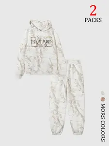 Men's & Women's Camo Hoodie Set, Fall Winter Casual Loose-Fit Soft Fabric Long Pants, Thicken Warm Fleece Lining, Unisex Outdoor Sports, Menswear