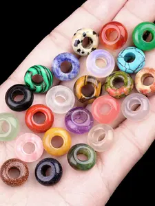 10pcs 5x10mm Natural Crystal Agate Large Hole Beads, DIY Jewelry Making Supplies, Vintage Necklace Bracelet Accessories