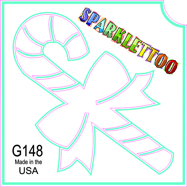 212 MAIN Ruby Red Glitter Tattoo Stencils (G148) - 100-Pack 3-Ply Film Candy Cane Design, Vibrant Hue, Children-Safe, 1.5x2.3x2.3 in, Glitter Finish for Men's Special Occasion Costumes & Accessories