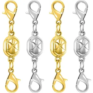 Magnetic Necklace Clasps and Closures-Magnetic Necklace Clasp Set, Double Locking Design, Gold and Silver