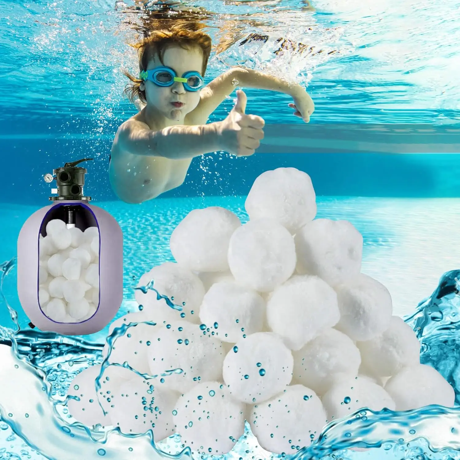 50 count Pool Filter Balls for Sand-Filter - Dry Filter Sand Balls, Swimming Pool Filter Media,Soft Filtration Balls,Sand Filter Ball Suitable for Aquarium Tank,Pools Sand Filter Systems