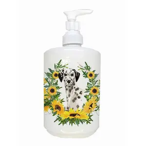 212 MAIN Dalmatian Ceramic Soap Dispenser - 7" Height, Colorful Art Design, Ceramic Body, Pump Top for Kitchen, Bathroom Home Supplies
