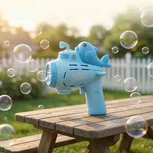 Electric Bubble Gun Cartoon Animal Design, Automatic Multi-Hole Glowing Sound Effect, Outdoor Toy Gift for Boys Girls