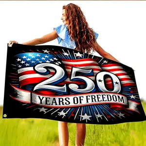 1pc American 250th Anniversary Freedom Flag (3x5 FT or 4x6 FT) - Premium Polyester American Flags with Reinforced Ring, Patriotic Outdoor Display for Home Garden,summervibes